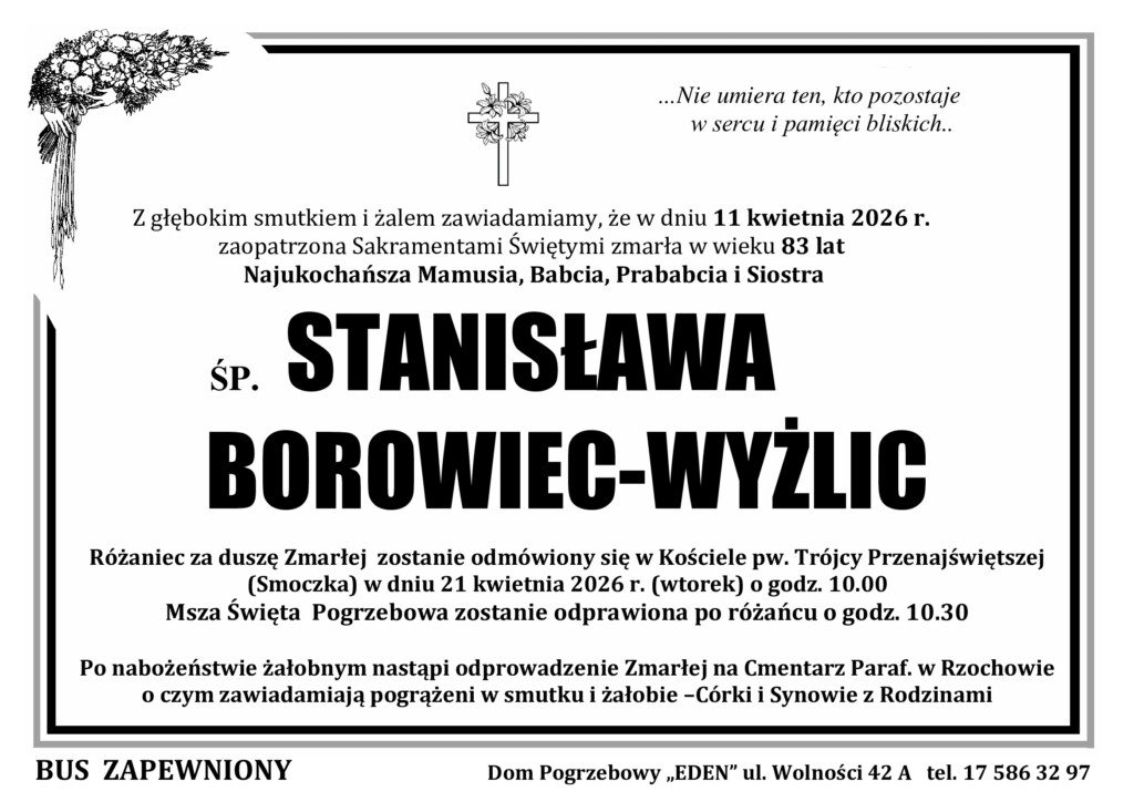 Read more about the article ŚP. STANISŁAWA BOROWIEC-WYŻLIC
