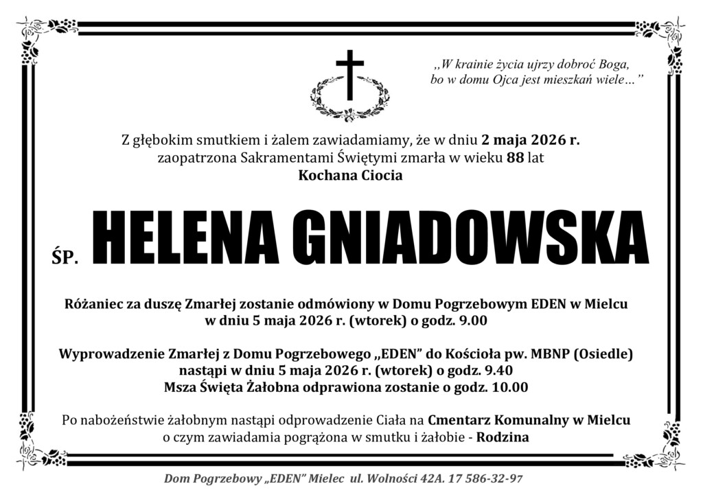 Read more about the article ŚP. HELENA GNIADOWSKA