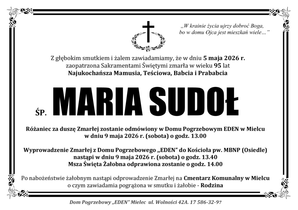 Read more about the article ŚP. MARIA SUDOŁ