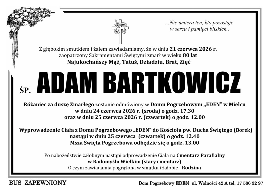 Read more about the article ŚP. ADAM BARTKOWICZ