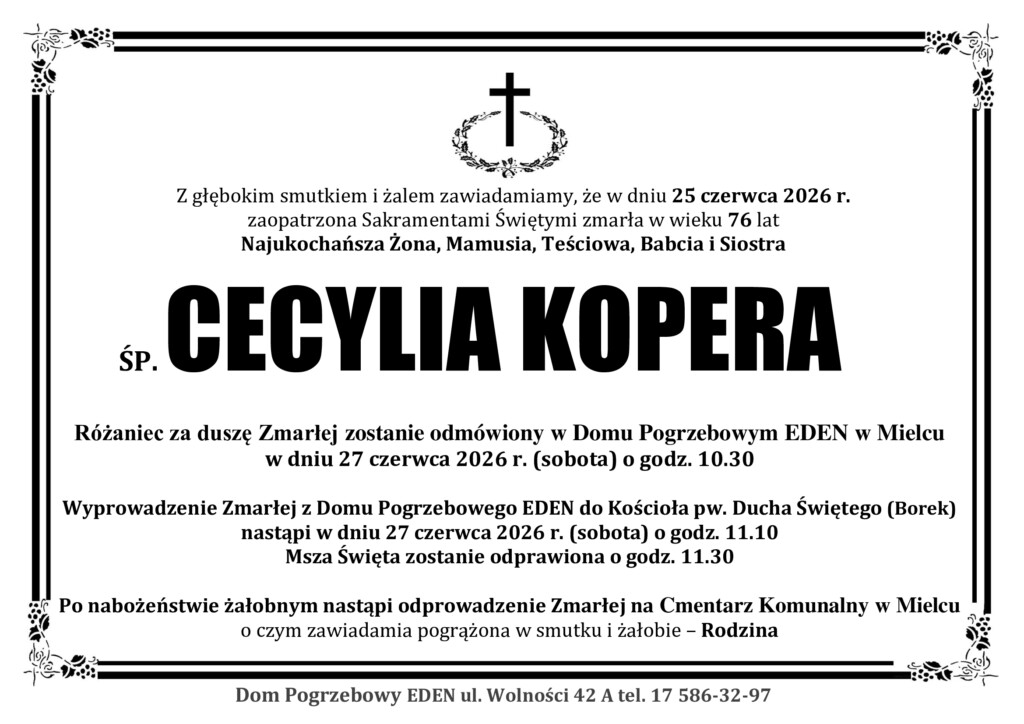 You are currently viewing ŚP. CECYLIA KOPERA