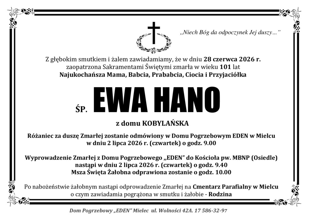Read more about the article ŚP. EWA HANO