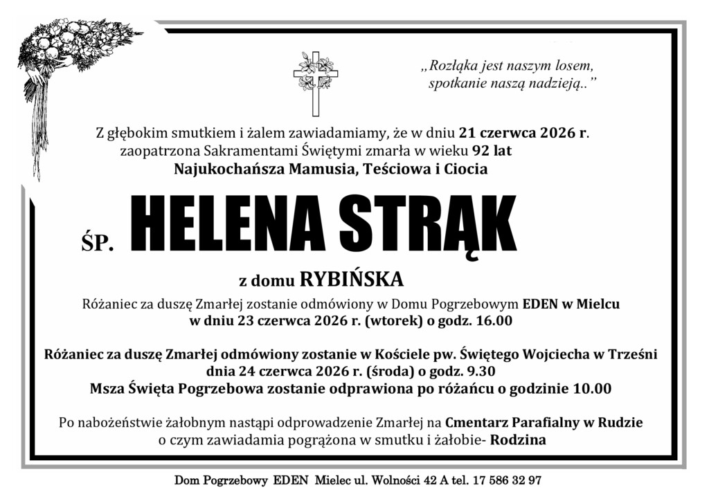 Read more about the article ŚP. HELENA STRĄK