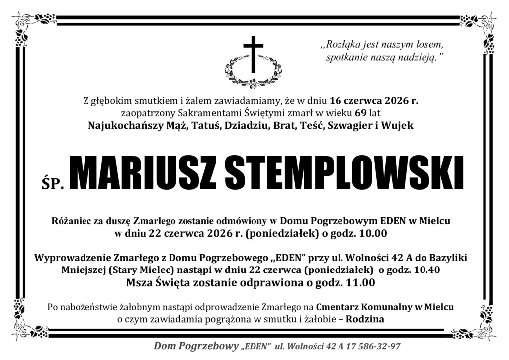 Read more about the article ŚP. MARIUSZ STEMPLOWSKI