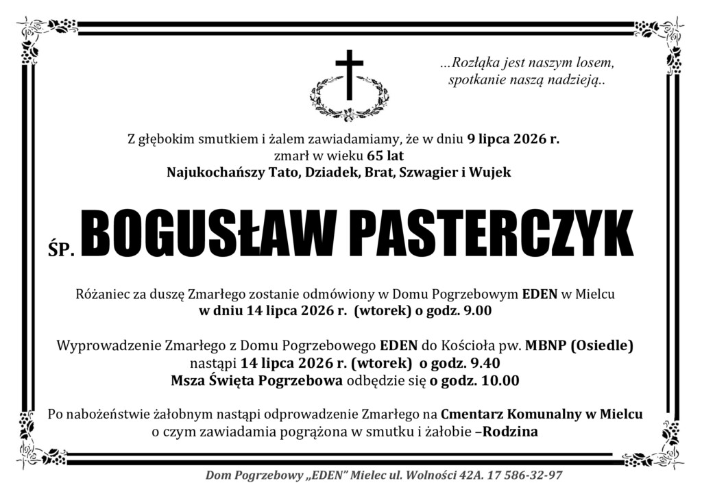 You are currently viewing ŚP. BOGUSŁAW PASTERCZYK
