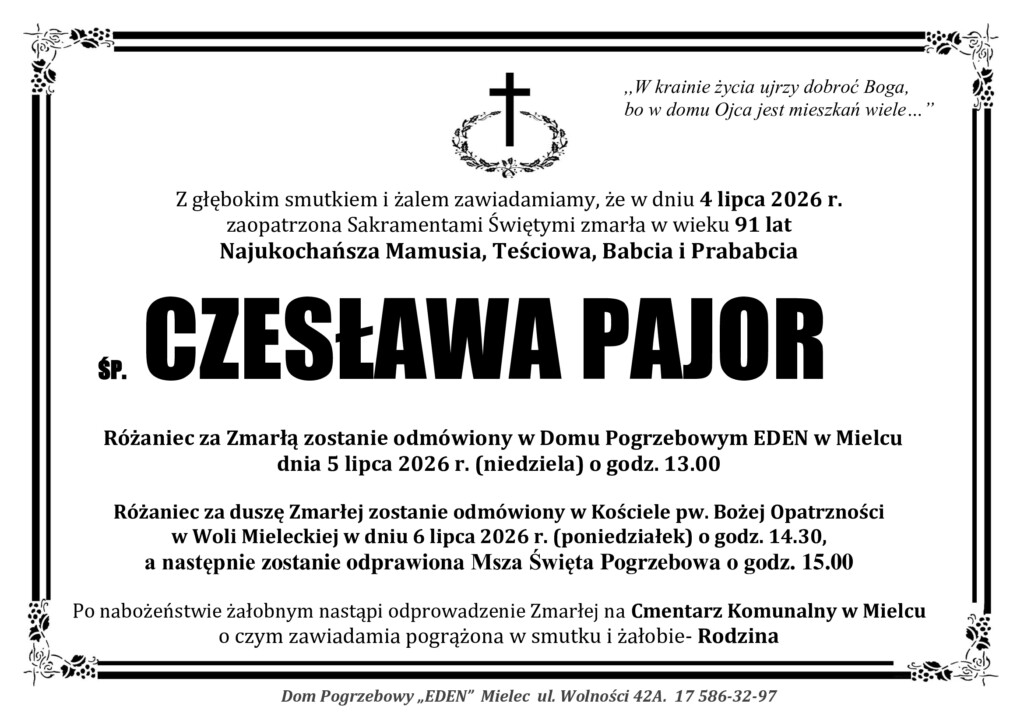You are currently viewing ŚP. CZESŁAWA PAJOR
