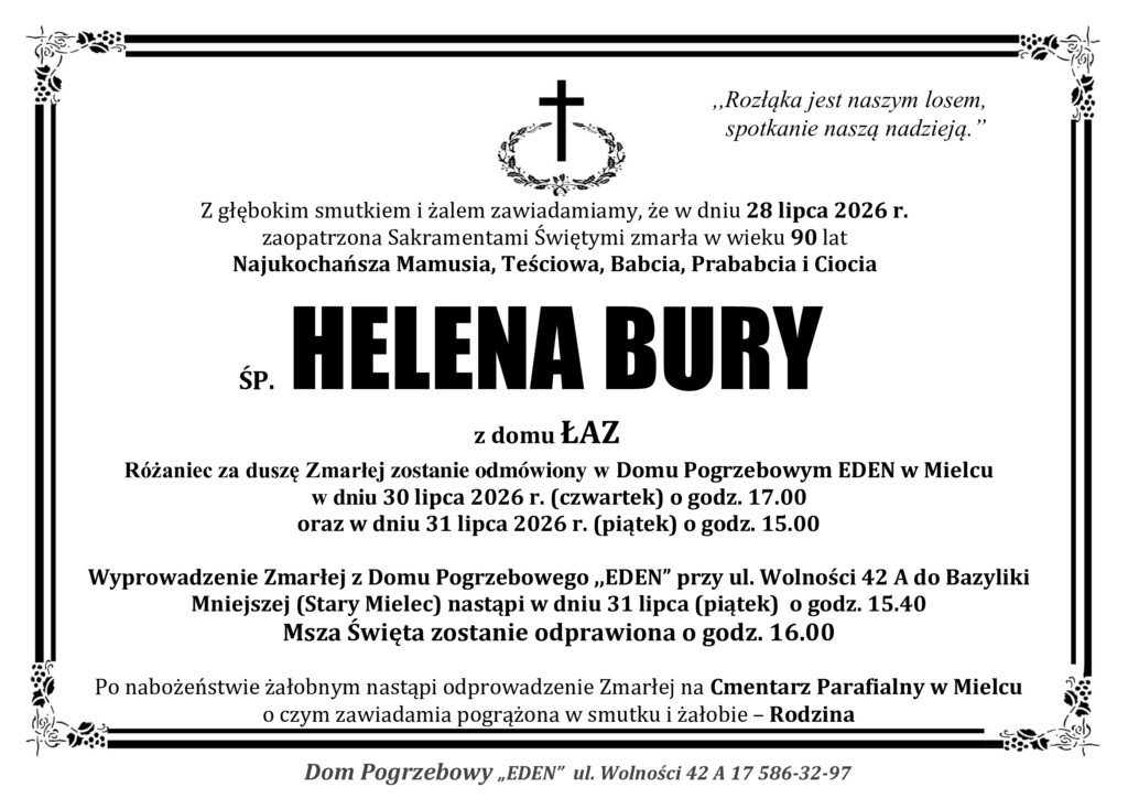 You are currently viewing ŚP. HELENA BURY