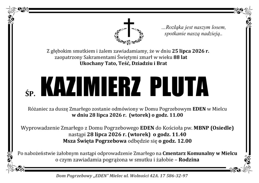 You are currently viewing ŚP. KAZIMIERZ PLUTA
