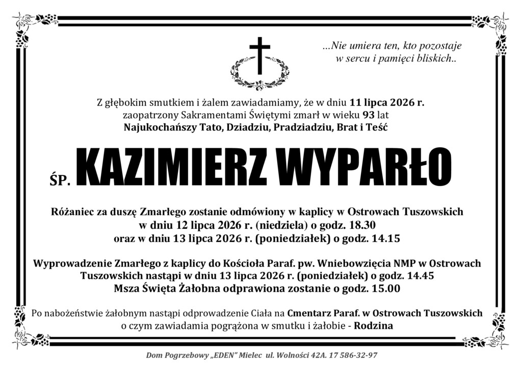You are currently viewing ŚP. KAZIMIERZ WYPARŁO