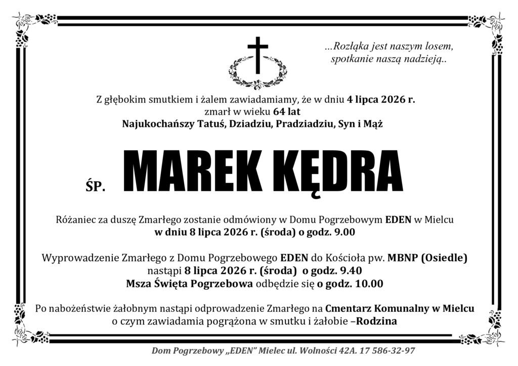 Read more about the article ŚP. MAREK KĘDRA