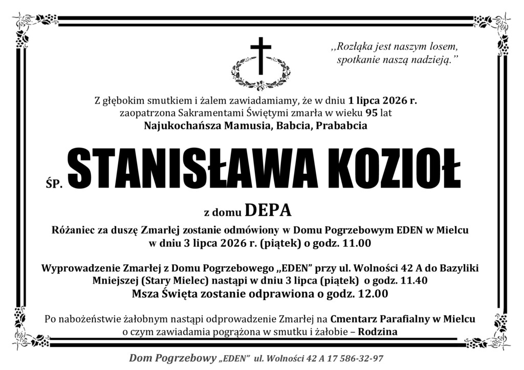 Read more about the article ŚP. STANISŁAWA KOZIOŁ