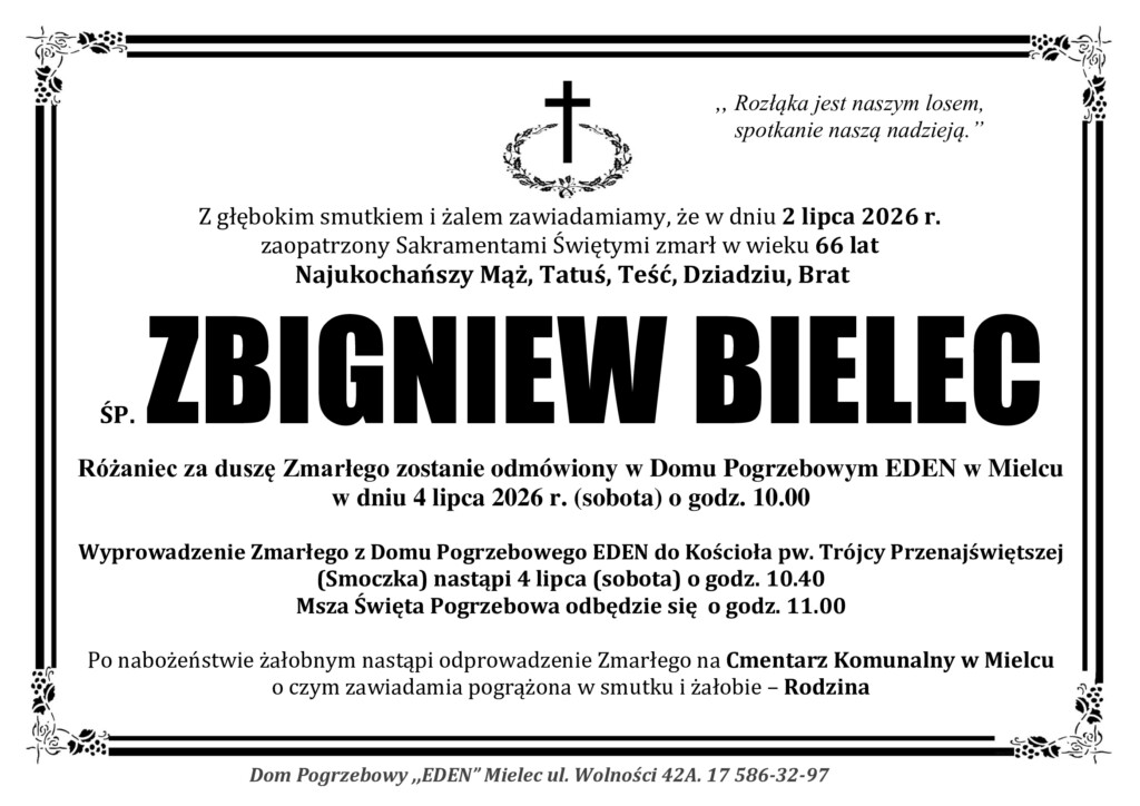 Read more about the article ŚP. ZBIGNIEW BIELEC