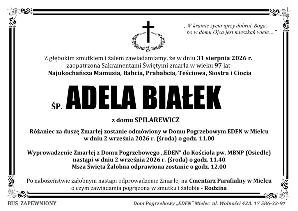 Read more about the article ŚP. ADELA BIAŁEK