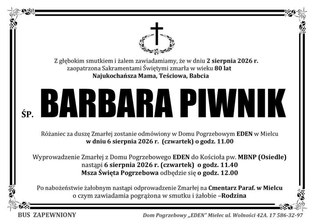ŚP. BARBARA PIWNIK