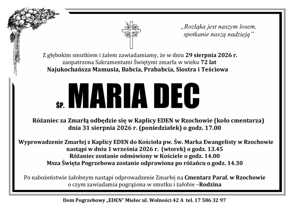 Read more about the article ŚP. MARIA DEC