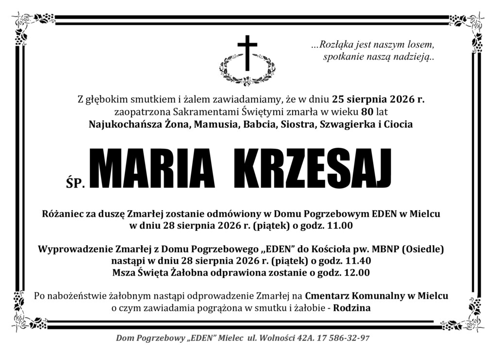 Read more about the article ŚP. MARIA KRZESAJ