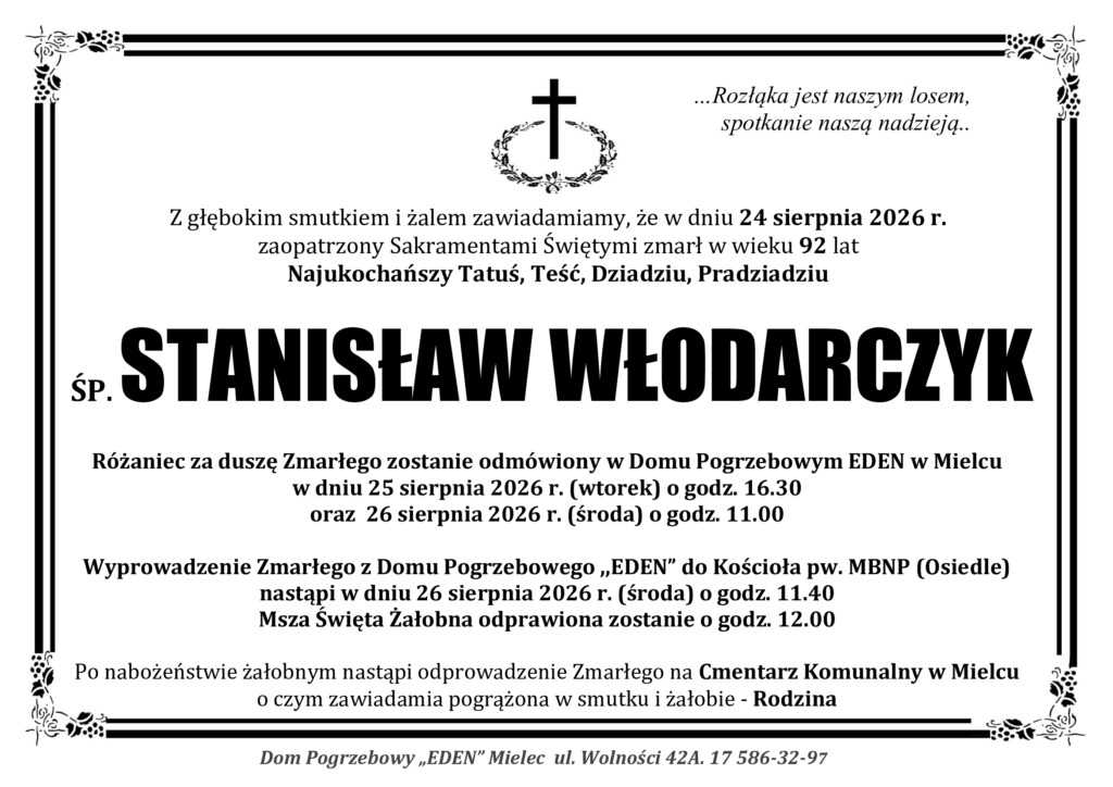 Read more about the article ŚP. STANISŁAW WŁODARCZYK