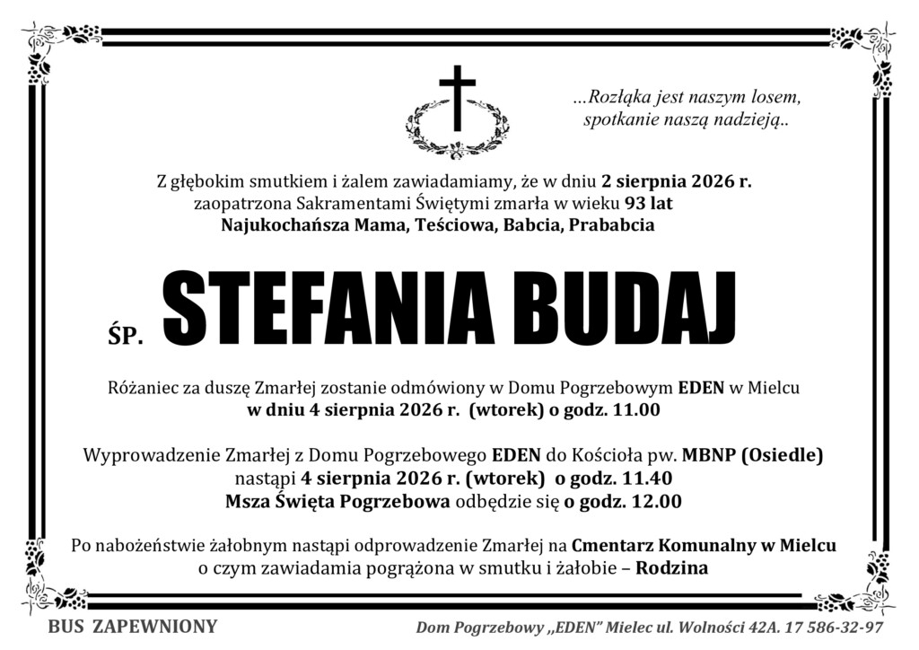 You are currently viewing ŚP. STEFANIA BUDAJ