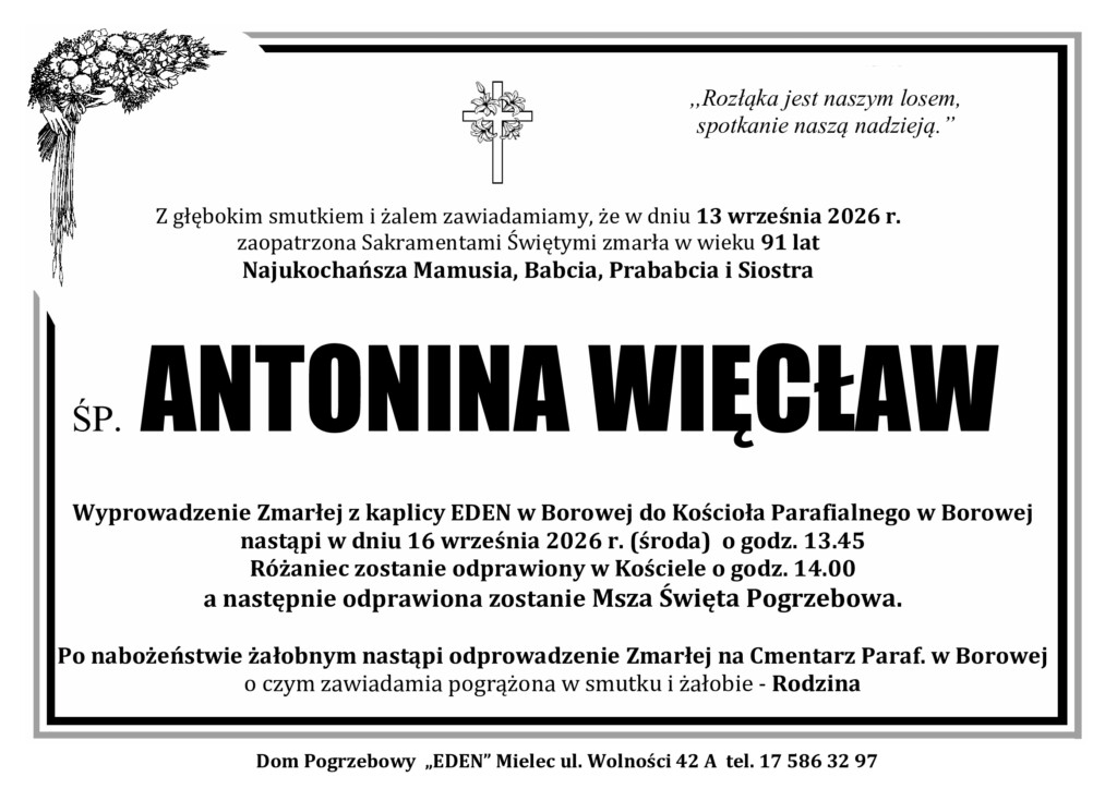 Read more about the article ŚP. ANTONINA WIĘCŁAW