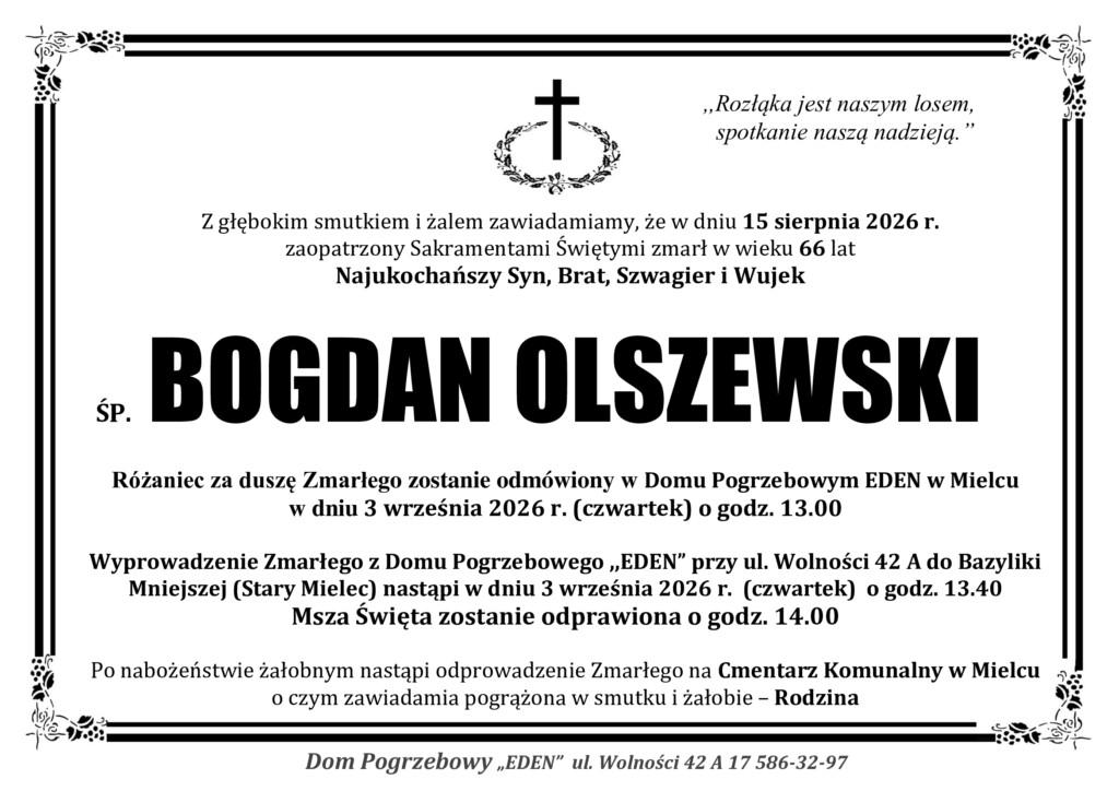 Read more about the article ŚP. BOGDAN OLSZEWSKI