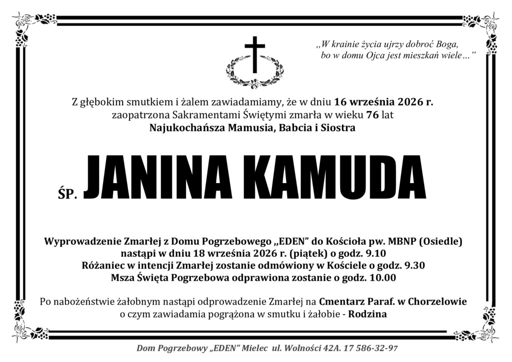 You are currently viewing ŚP. JANINA KAMUDA
