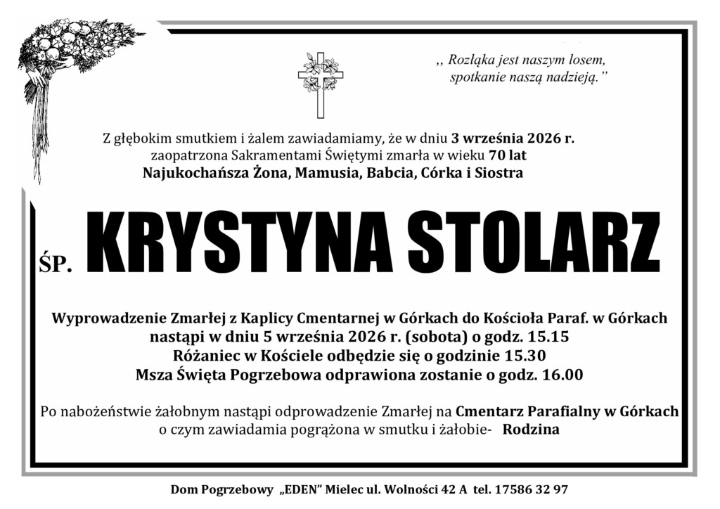 Read more about the article ŚP. KRYSTYNA STOLARZ