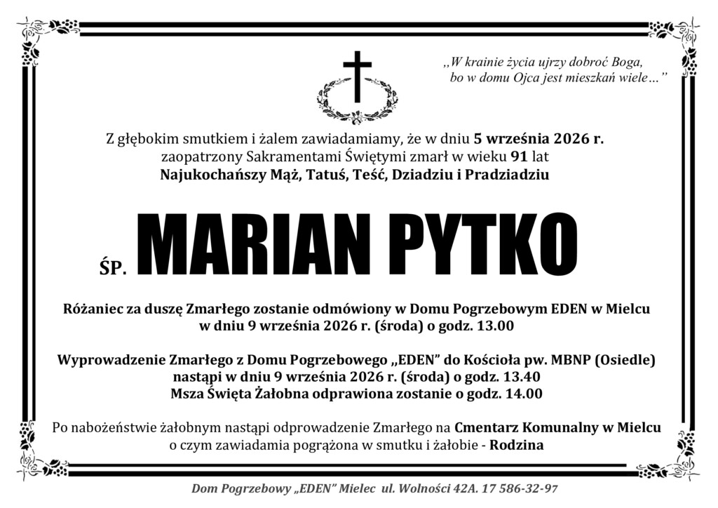 Read more about the article ŚP. MARIAN PYTKO