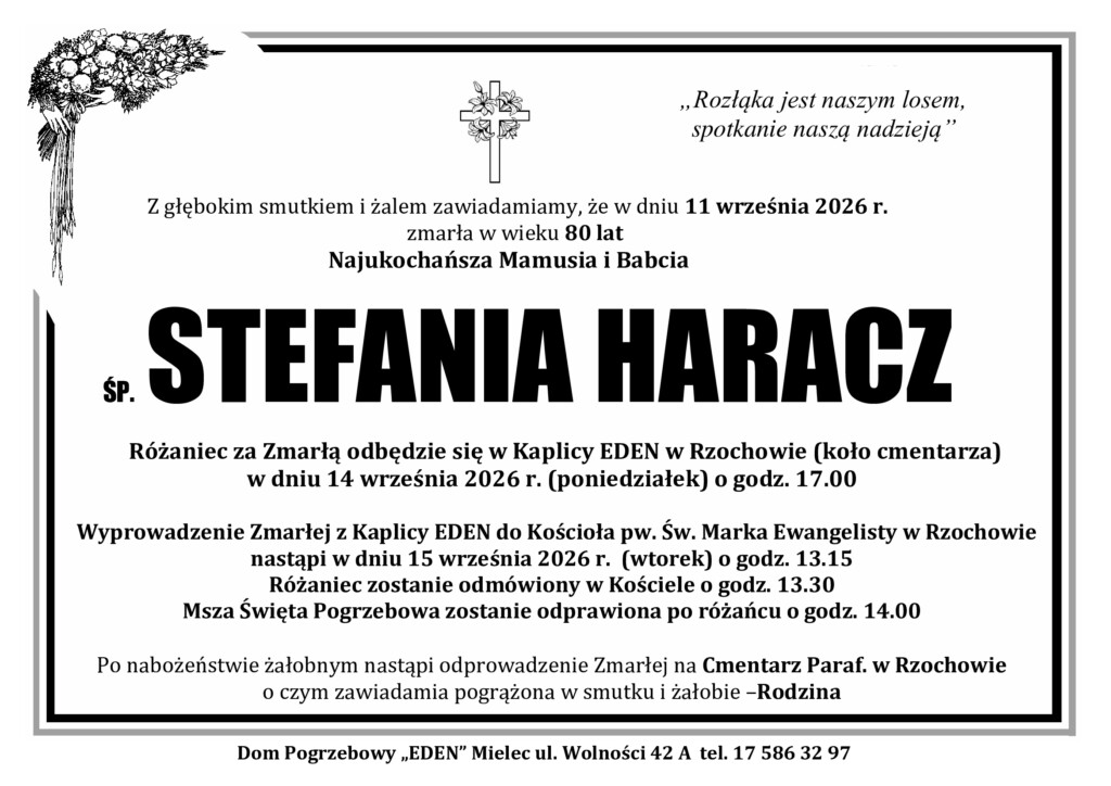 Read more about the article ŚP. STEFANIA HARACZ