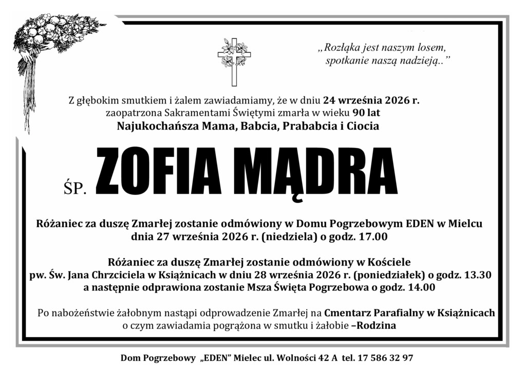 ŚP. ZOFIA MĄDRA