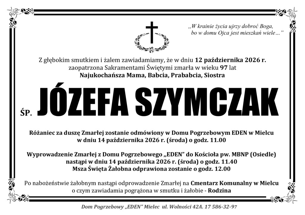 Read more about the article ŚP. JÓZEFA SZYMCZAK