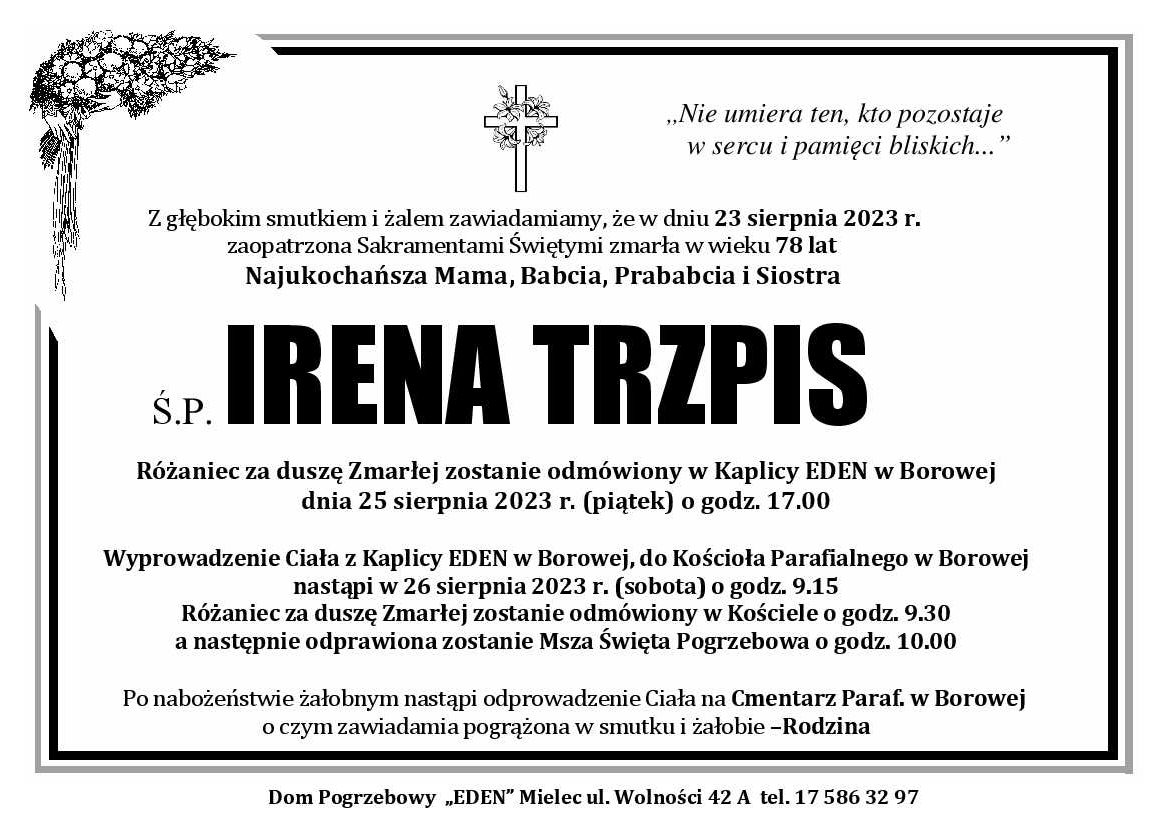 You are currently viewing ŚP. IRENA TRZPIS